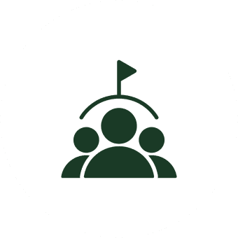 Icon of a group with a flag symbolizing leadership or achievement.