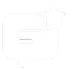White chat bubble with a star symbol on a transparent background.