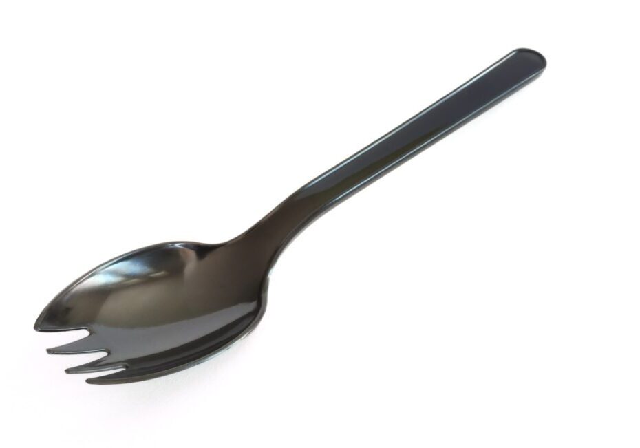 Black Plastic Spork Isolated on a White Background
