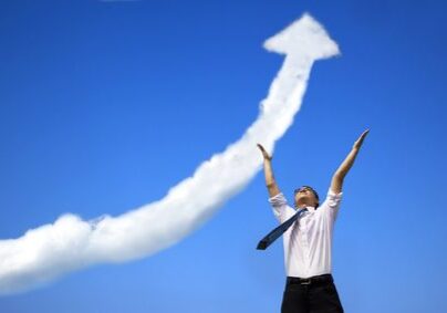 Success businessman with business growing graph  cloud